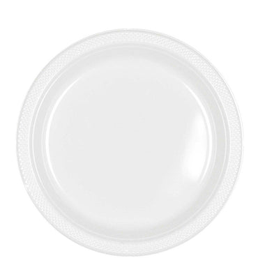 white plastic plates 9in 20pcs