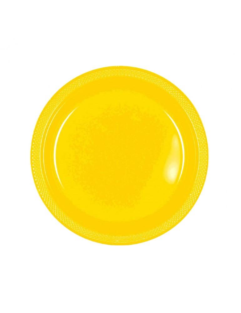 yellow sunshine plastic plates 9in 20pcs