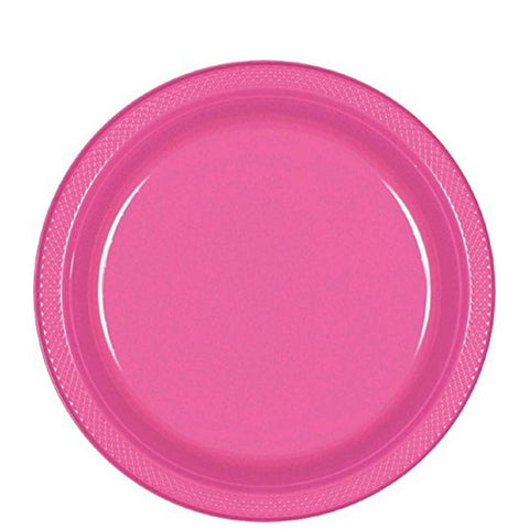 bright pink plastic plates 9in 20pcs