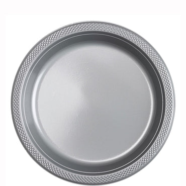 silver sparkle plastic plates 9in 20pcs