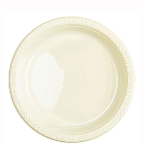 Plastic plates, vanilla cream color, 9 inch, 20 pieces