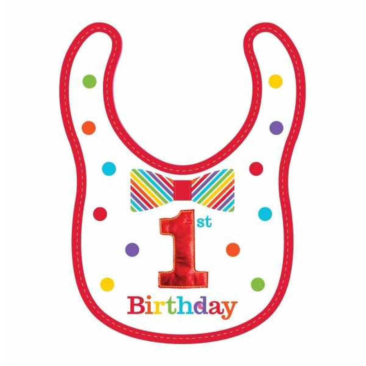 1st birthday boy rainbow fabric bib