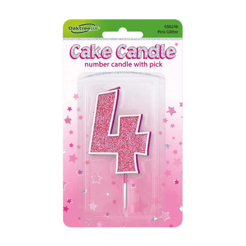 Pink glitter candle number 4