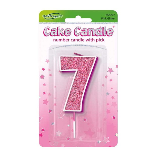 Pink glitter candle number 7