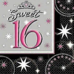 sweet 16 sparkle lunch tissues 16pcs