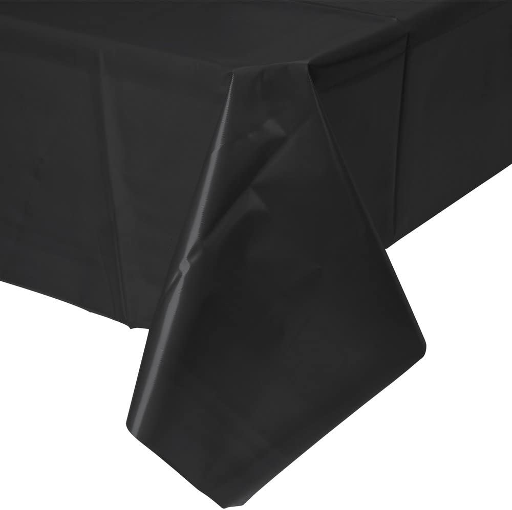 غطاء طاولة مستطيل بلاستيكي من امسكان، مناسب للوازم الحفلات، بلون اسود، مقاس 54 × 108 انش