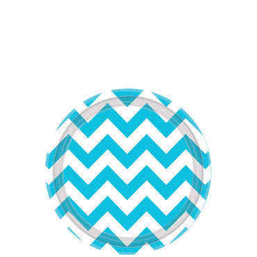 caribbean blue chevron 7inch plate