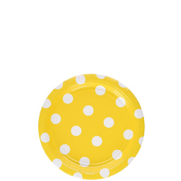 yellow sunshine dots paper plates 7in 8pcs