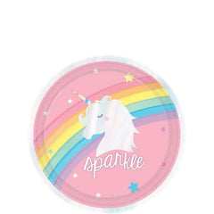 magical rainbow birthday irridescent plates 7in 8pcs