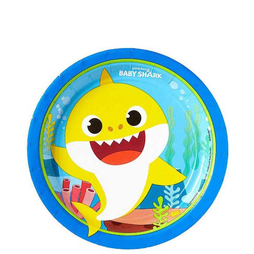 Baby Shark Round Paper Plate, 7In, 8Pcs