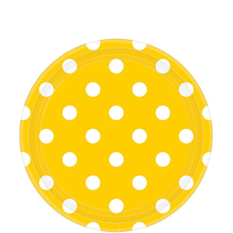 yellow sunshine dots paper plates 9in 8pcs