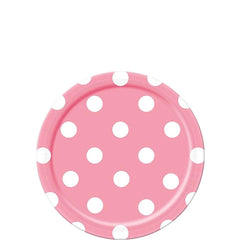 bright pink dots paper plates 9in 8pcs