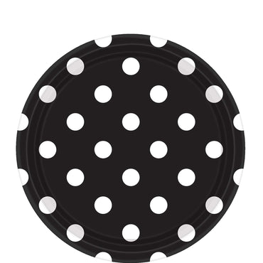 jet black dots paper plates 9in 8pcs