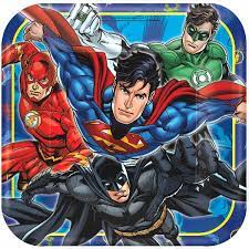 justice league square paper plates 9in 8pcs