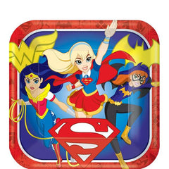 dc superhero girls square paper plates 9in