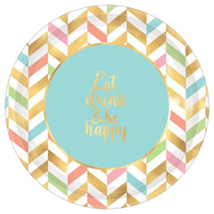 eat drink be happy round paper plates 10 5in 8pcs