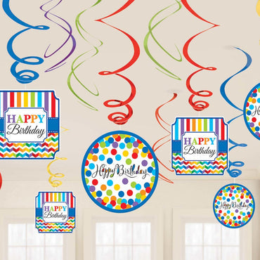 12pcs Ceiling Spiral Birthday Decorations