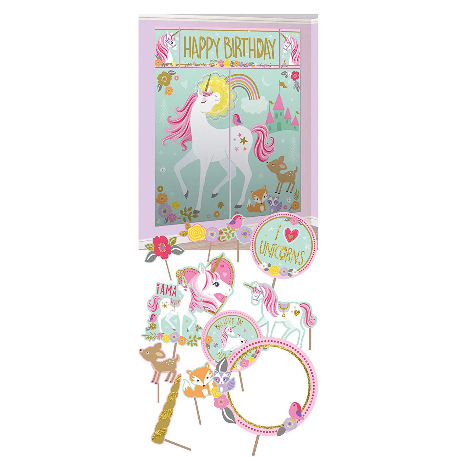 magical unicorn scene setter with photo props