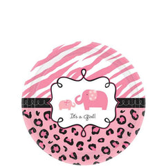 sweet safari girl baby shower plates 7in 18pcs