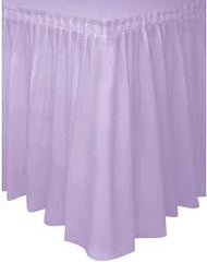 lavender plastic table skirt 14in x 29in