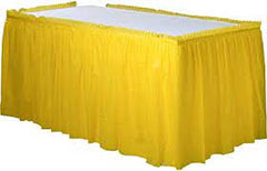 yellow sunshine plastic table skirt 14ft x 29in