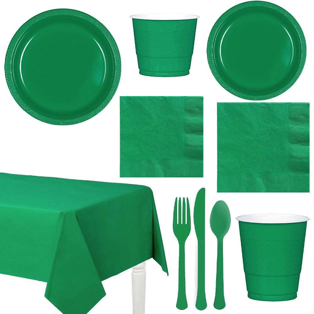 مجموعة أدوات المائدة باللون الأخضر