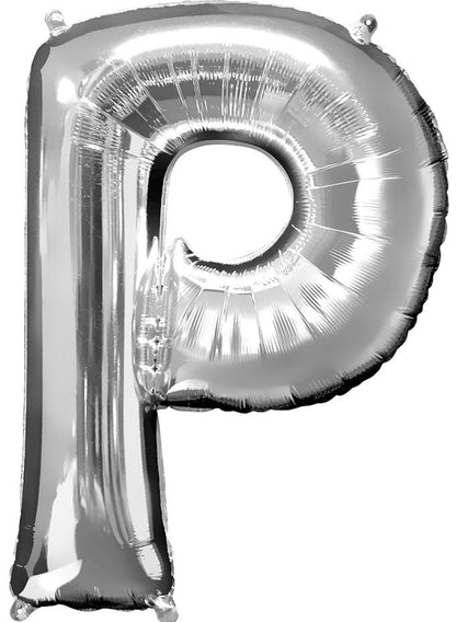 Large silver letter balloons