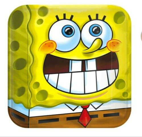 spongebob classic square plates 9in 8pcs