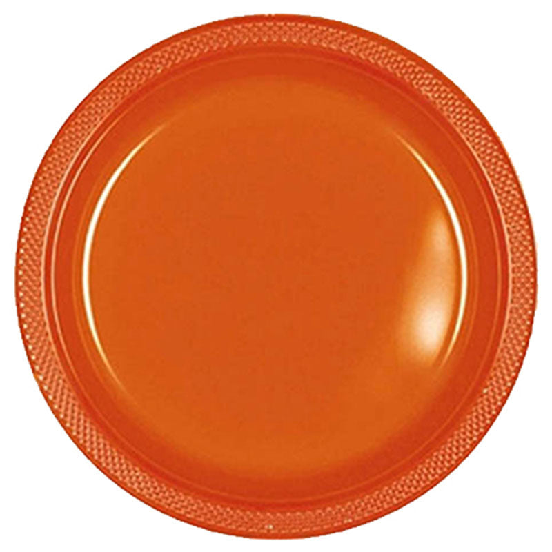 صحن برتقالي بلاستيك 10.5 انش 20 قطعة