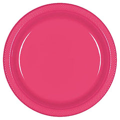 bright pink plastic plate 7in 20pcs