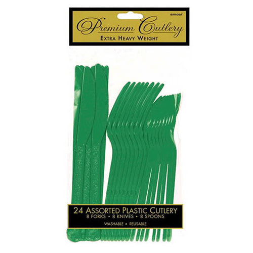 festive green heavy weight assorted cutlery 24pcs