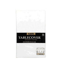 frosty white round plastic table cover 84in